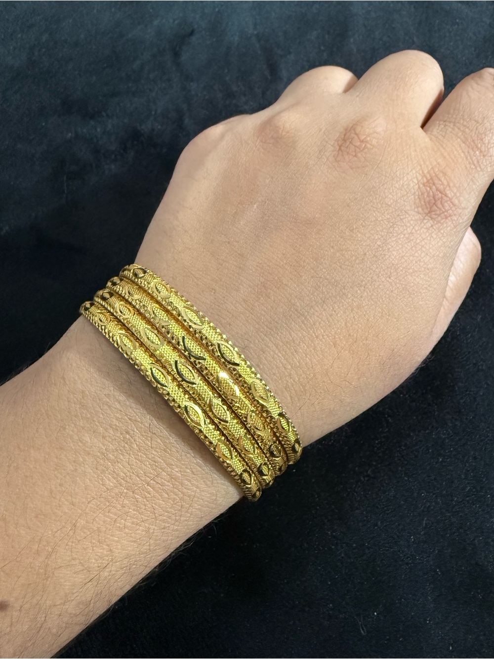 Elegant Gold-Tone Textured Bangle Set - Women Jewelry